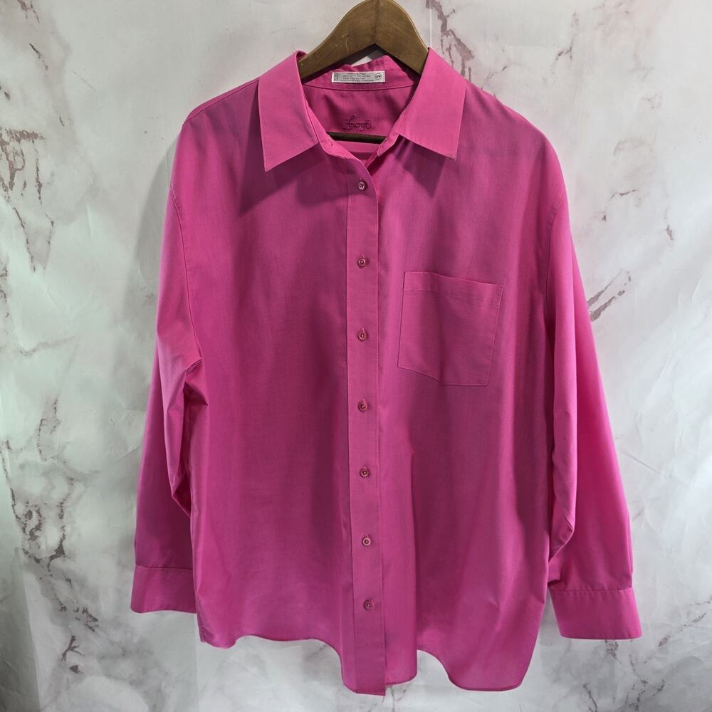 Foxcroft Shirt Womens 18W 18 Pink Button Up Long Sleeve Non Iron Wrinkle Free